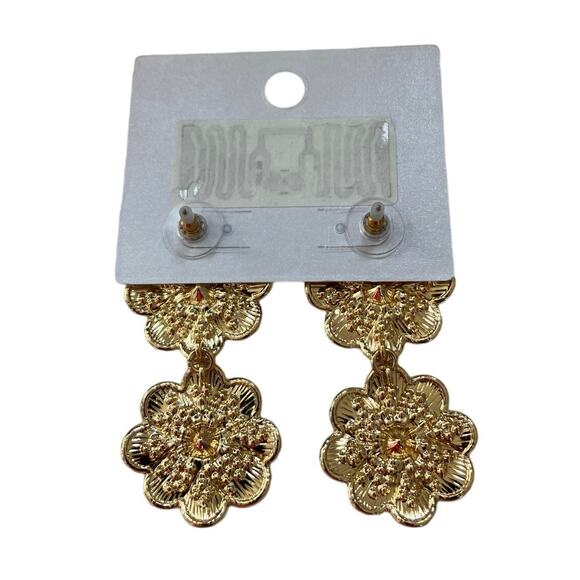 New Sugarfix by Baublebar Gold Pink Flower Earrings - Picture 2 of 2